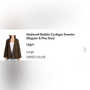 Madewell Olive Green Cardigan